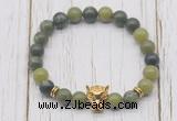 CGB7380 8mm Canadian jade bracelet with leopard head for men or women