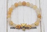 CGB7383 8mm yellow aventurine bracelet with leopard head for men or women