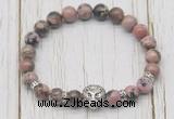 CGB7402 8mm rhodonite bracelet with lion head for men or women