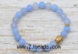 CGB7439 8mm blue banded agate bracelet with skull for men or women