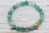 CGB7444 8mm green banded agate bracelet with buddha for men or women
