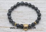 CGB7445 8mm black banded agate bracelet with tiger head for men or women