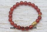 CGB7447 8mm red agate bracelet with buddha for men or women