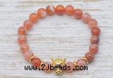 CGB7450 8mm fire agate bracelet with leopard head for men or women