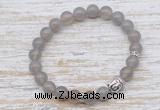 CGB7453 8mm round grey agate bracelet with buddha for men or women