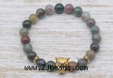 CGB7465 8mm Indian agate bracelet with leopard head for men or women