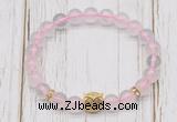 CGB7487 8mm rose quartz bracelet with owl head for men or women