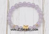 CGB7488 8mm lavender amethyst bracelet with owl head for men or women