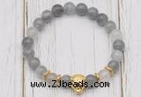 CGB7493 8mm cloudy quartz bracelet with tiger head for men or women