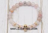 CGB7496 8mm pink quartz bracelet with skull for men or women