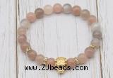 CGB7508 8mm rainbow moonstone bracelet with tiger head for men or women