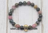 CGB7510 8mm tourmaline bracelet with skull for men or women