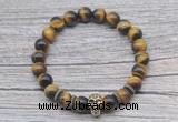 CGB7516 8mm yellow tiger eye bracelet with skull for men or women