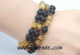 CGB7613 8mm black lava & golden tiger eye mala stretchy bracelets