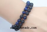 CGB7618 8mm black lava & blue tiger eye mala stretchy bracelets