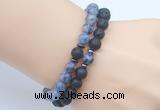 CGB7644 8mm black lava & blue spot stone mala stretchy bracelets