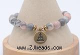 CGB7755 8mm pink zebra jasper bead with luckly charm bracelets