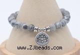 CGB7758 8mm grey picture jasper bead with luckly charm bracelets