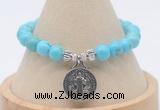 CGB7792 8mm blue howlite bead with luckly charm bracelets