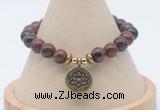 CGB7803 8mm mahogany obsidian bead with luckly charm bracelets