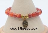 CGB7843 8mm red banded agate bead with luckly charm bracelets