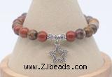 CGB7863 8mm red moss agate bead with luckly charm bracelets