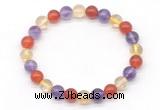 CGB8027 8mm amethyst, citrine & red agate beaded stretchy bracelets