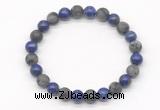 CGB8035 8mm lapis lazuli & matte black labradorite beaded stretchy bracelets