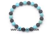 CGB8054 8mm blue howlite & matte black agate beaded stretchy bracelets