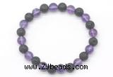 CGB8068 8mm amethyst & black lava beaded stretchy bracelets