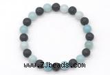 CGB8077 8mm amazonite & black lava beaded stretchy bracelets