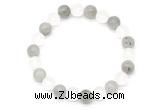 CGB8087 8mm matte white crystal & labradorite beaded stretchy bracelets