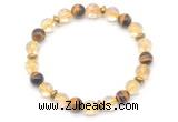 CGB8102 8mm citrine, yellow tiger eye & hematite power beads bracelet