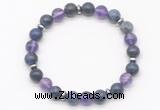 CGB8106 8mm sodalite, amethyst & hematite power beads bracelet