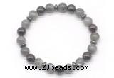 CGB8109 8mm labradorite, garnet & hematite power beads bracelet