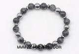 CGB8116 8mm black labradorite & hematite power beads bracelet