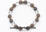 CGB8118 8mm bronzite, white crystal & hematite power beads bracelet