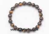 CGB8121 8mm bronzite, yellow tiger eye & hematite power beads bracelet