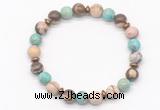 CGB8124 8mm zebra jasper, blue sea sediment jasper & hematite power beads bracelet