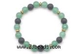 CGB8131 8mm green aventurine, black lava & hematite power beads bracelet