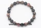 CGB8132 8mm rhodonite, black lava & hematite power beads bracelet