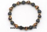 CGB8135 8mm yellow tiger eye, black lava & hematite power beads bracelet