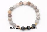 CGB8173 8mm bamboo leaf agate & black lava beaded stretchy bracelets