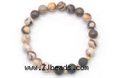 CGB8175 8mm brown zebra jasper & black lava beaded stretchy bracelets