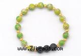 CGB8176 8mm green sea sediment jasper & black lava beaded stretchy bracelets