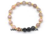 CGB8180 8mm sunstone & black lava beaded stretchy bracelets