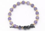 CGB8184 8mm matte amethyst & black lava beaded stretchy bracelets