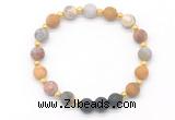 CGB8187 8mm matte yellow crazy lace agate & black lava beaded stretchy bracelets