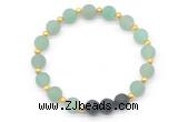 CGB8189 8mm matte green aventurine & black lava beaded stretchy bracelets