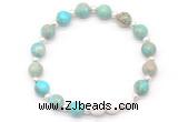 CGB8202 8mm blue sea sediment jasper & white lava beaded stretchy bracelets